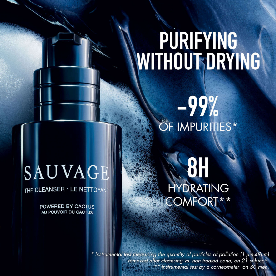 Dior beauty's Sauvage mencare skincare collection line made from Cactus new The Cleaner facts