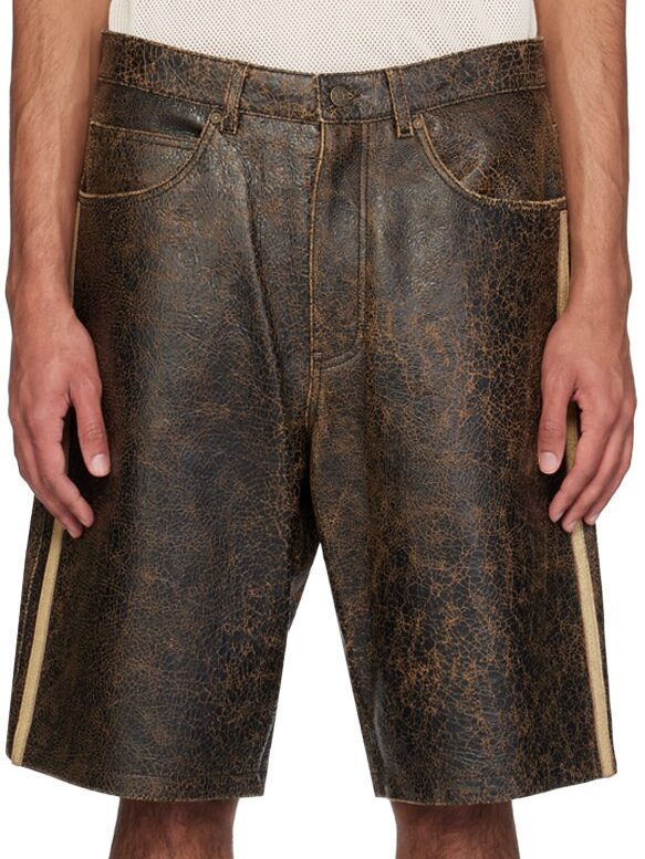 Guess Brown Crackle Leather Shorts