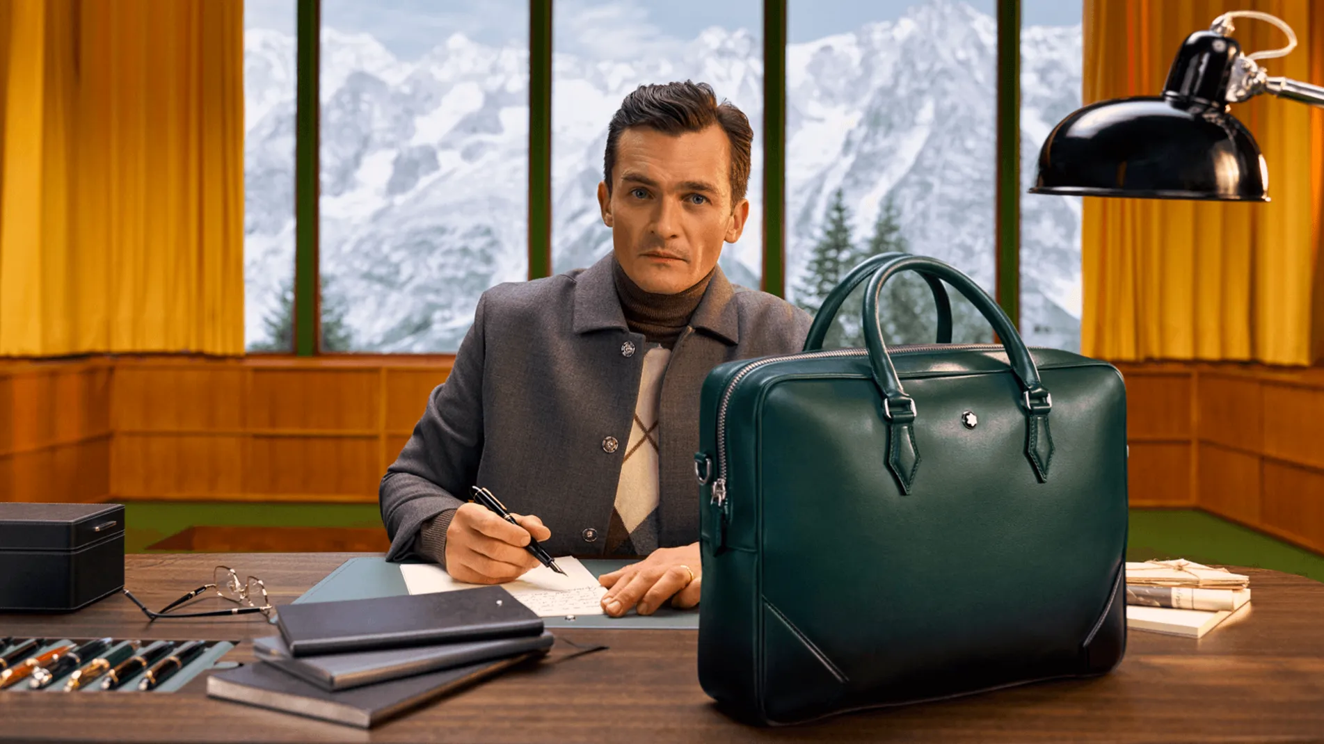 Rupert Friend in Wes Anderson Montblanc 100 years anniversary of the Meisterstück campagin Monblanc