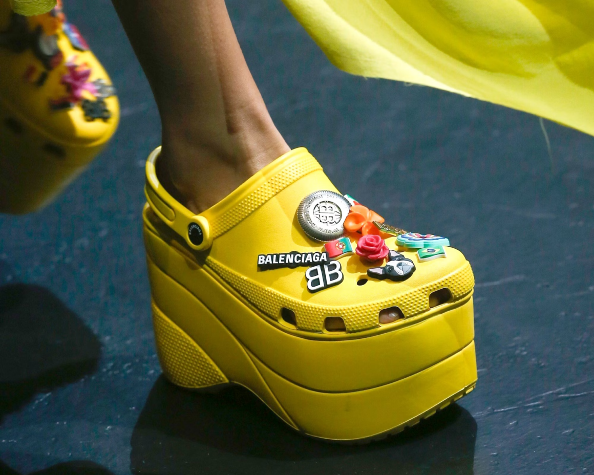 Balenciaga iconic collab with Crocs yellow runway