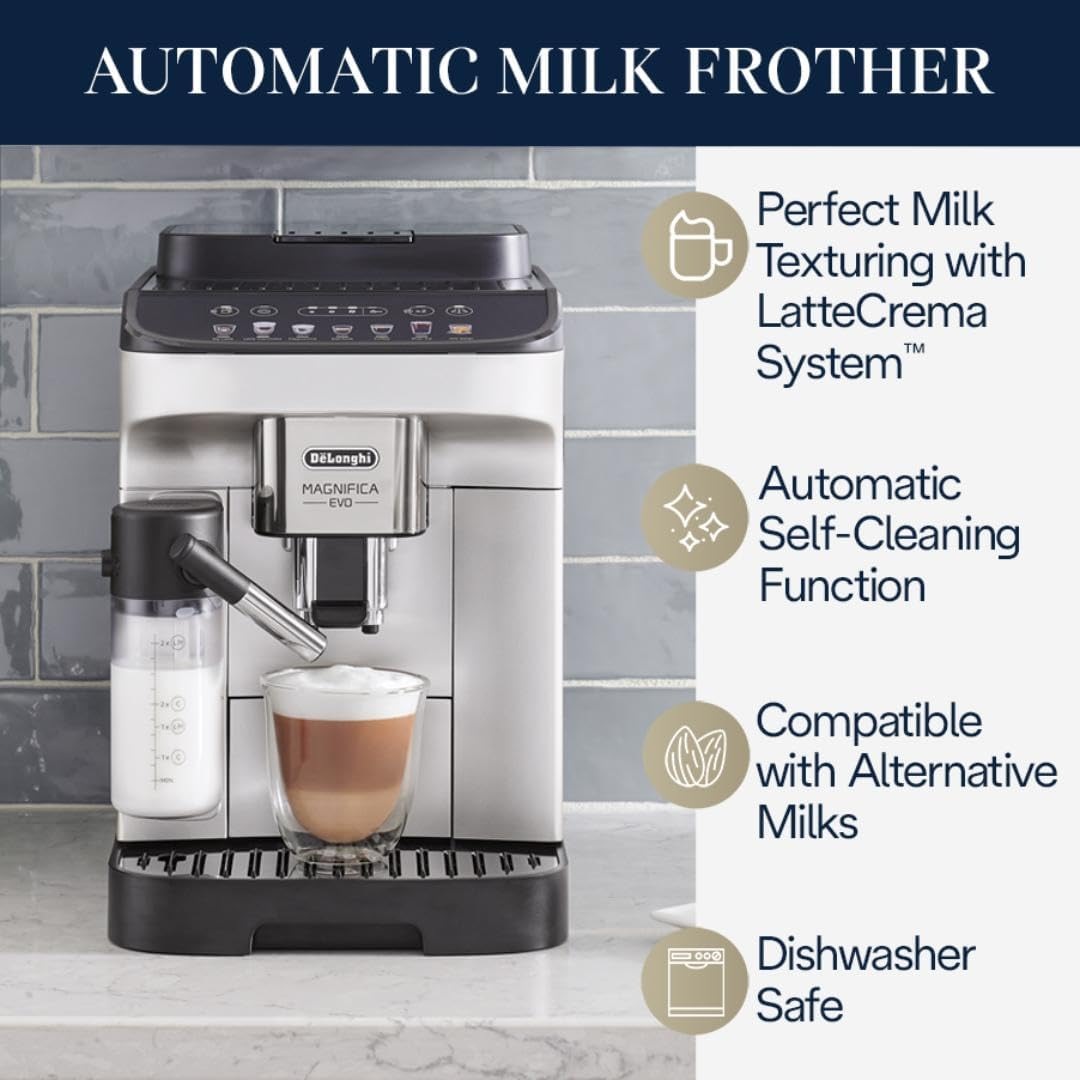 De'Longhi Magnifica Evo with LatteCrema System, Fully Automatic Machine Bean to Cup Espresso Cappuccino and Iced Coffee Maker, Coloured Touch Display Amazon Prime Day deals in Canada the BEST