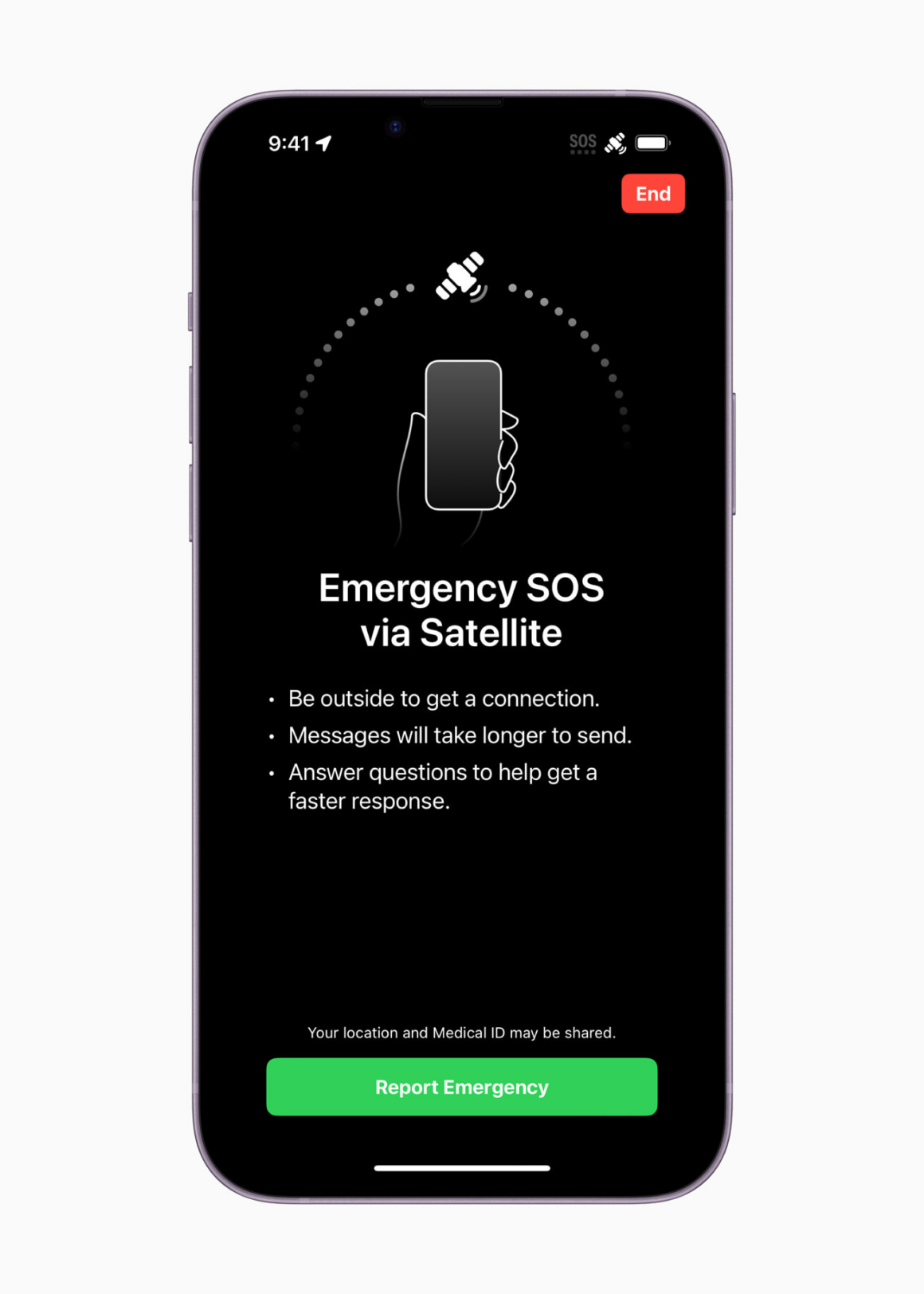 Apple Emergency SOS features available on iPhone 14, 15 and 15 Pro lineup.