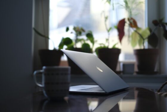 laptop on counter