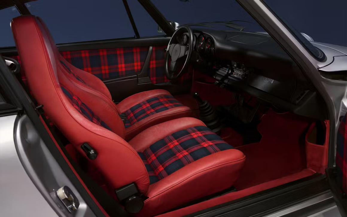 Tartan has been a unique design option on Porsche Turbo models since the first 911 Turbo was launched in 1974. Seen here is the legendary Porsche 911 Turbo “No. 1” with the McLaughlan tartan in red and blue (Photo: COURTESY OF Porsche)