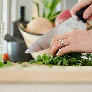 Cutting food with a knife