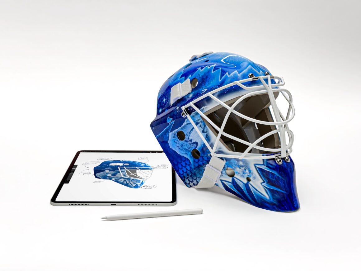 Toronto Maple leafs goalie mask made on Apple iPad Pro