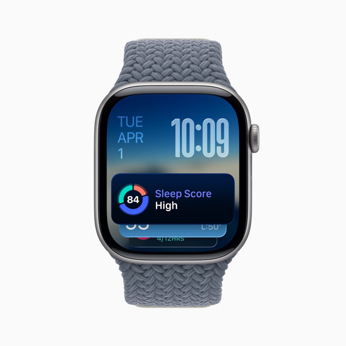 Apple Watch Series 11 Sleep Score widget on screen. (Photo: Courtesy of Apple Canada)