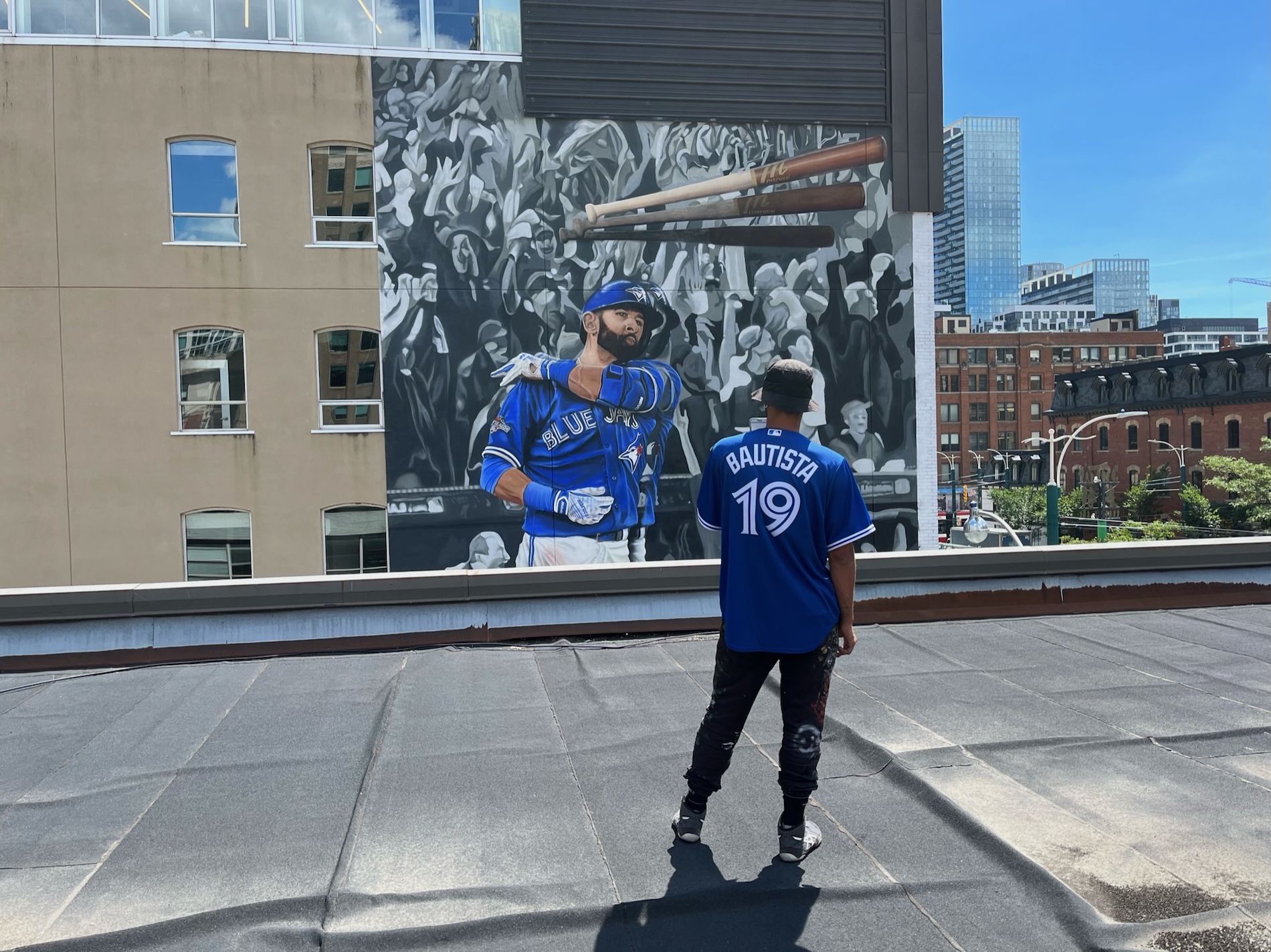 Paul Glyn-Williams SumArtist Jose Bautista installation art mural in Toronto Blue Jays