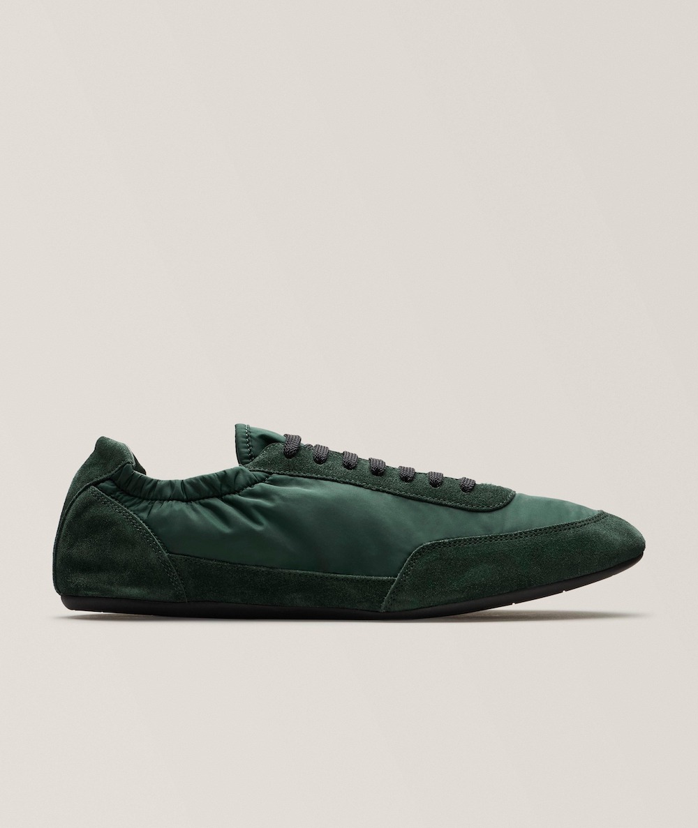 Prada Collapse Re-Nylon & Suede Elasticized Sneakers