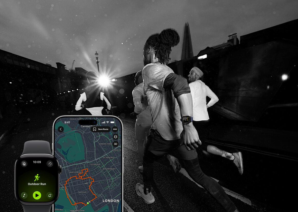 Runners crossing Tower Bridge during the TCS London Marathon as Apple joins the race as a 2026 technology partner.